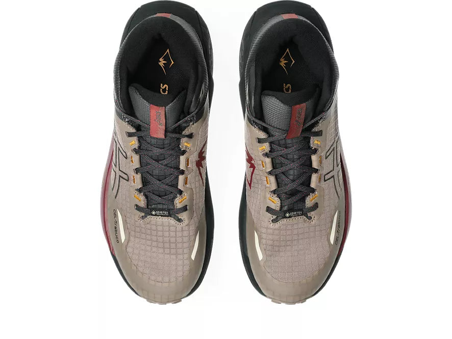 Men's Asics Gel-Trabuco MT GTX. Taupe upper. Black midsole. Top view.