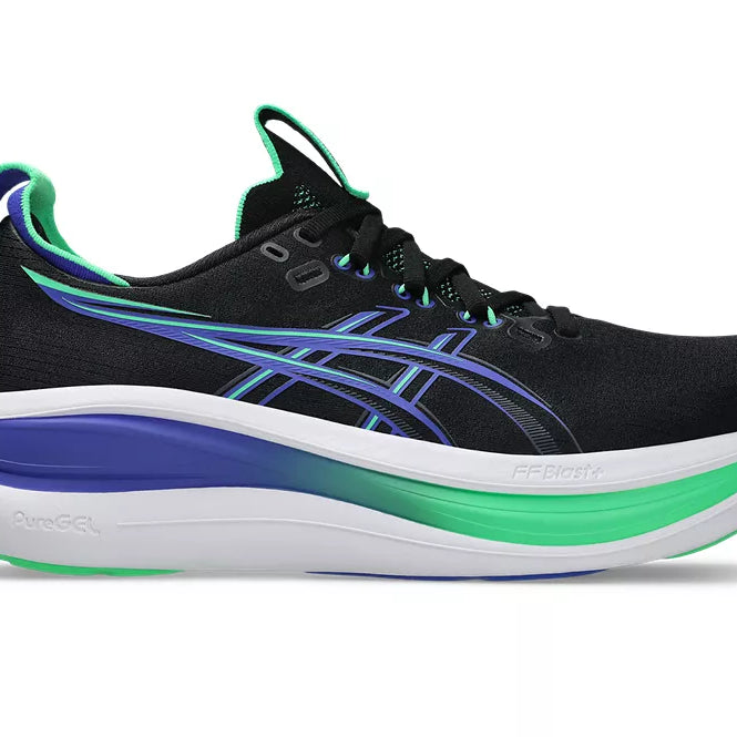 Men's Asics Gel-Nimbus 28 Black/Cobalt Burst lateral view