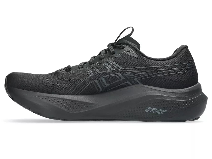 Men's Asics GT 2000 14. Black upper. Black midsole. Medial view.
