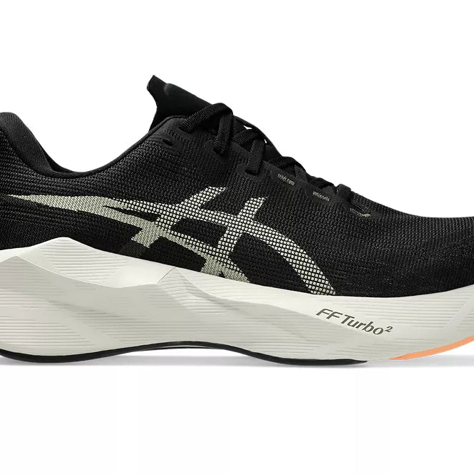 Men's Asics Novablast 6 Black/Khaki lateral view