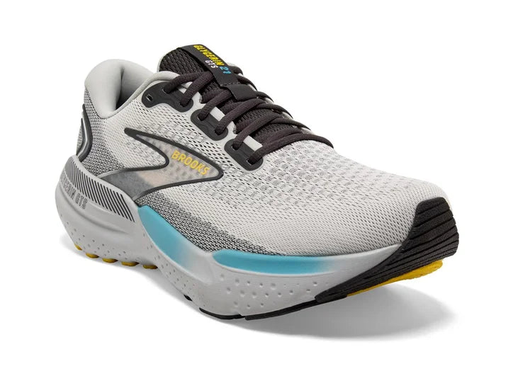 Men's Brooks Glycerin GTS 21. Grey upper. Grey midsole. Lateral view.
