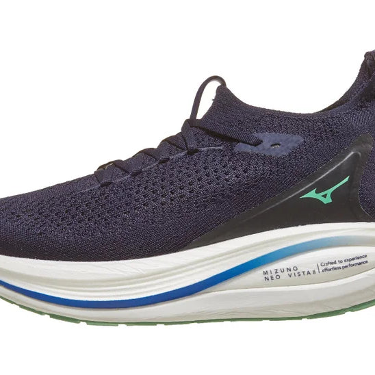 Men's Mizono No Vista 2. Navy upper. White midsole. Lateral view.