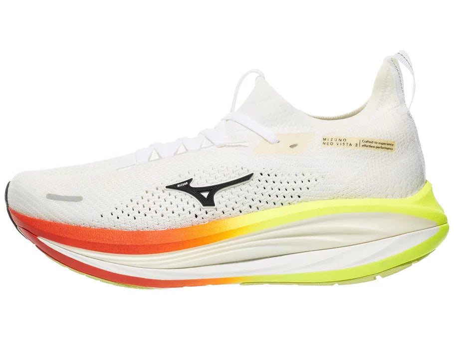 Men's Mizuno Neo Vista 3 in White/Black, lateral view.
