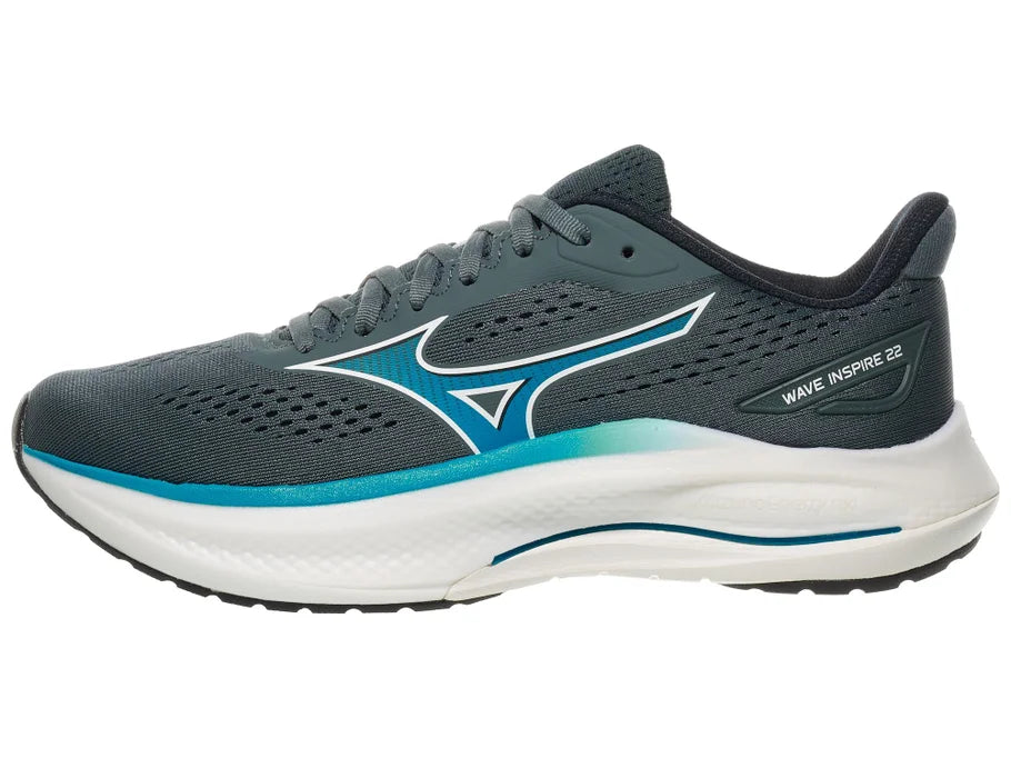 Men's Mizuno Wave Inspire 22 in Dark Slate/Blue Jewel - side view