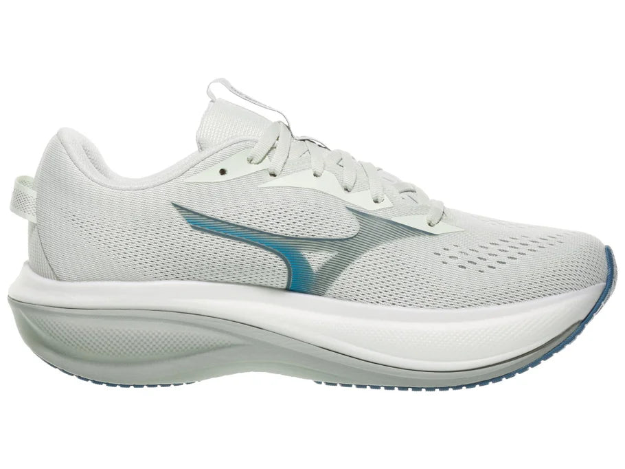 Men's Mizuno Wave Rider 30 in Foggy Dew/Dark Slate, medial view.