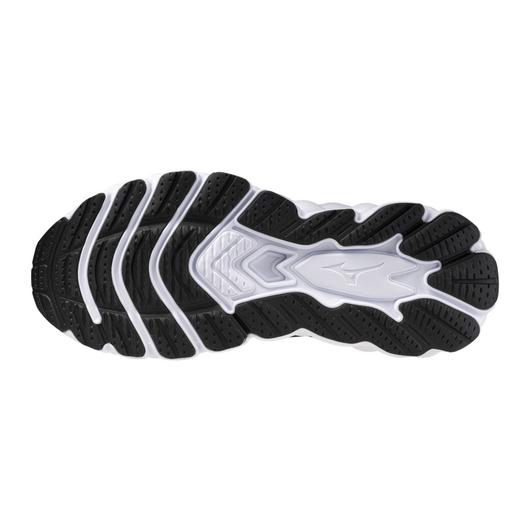 Mizuno Wave Sky 8 men's running shoe in Black/Metallic Grey, outsole view