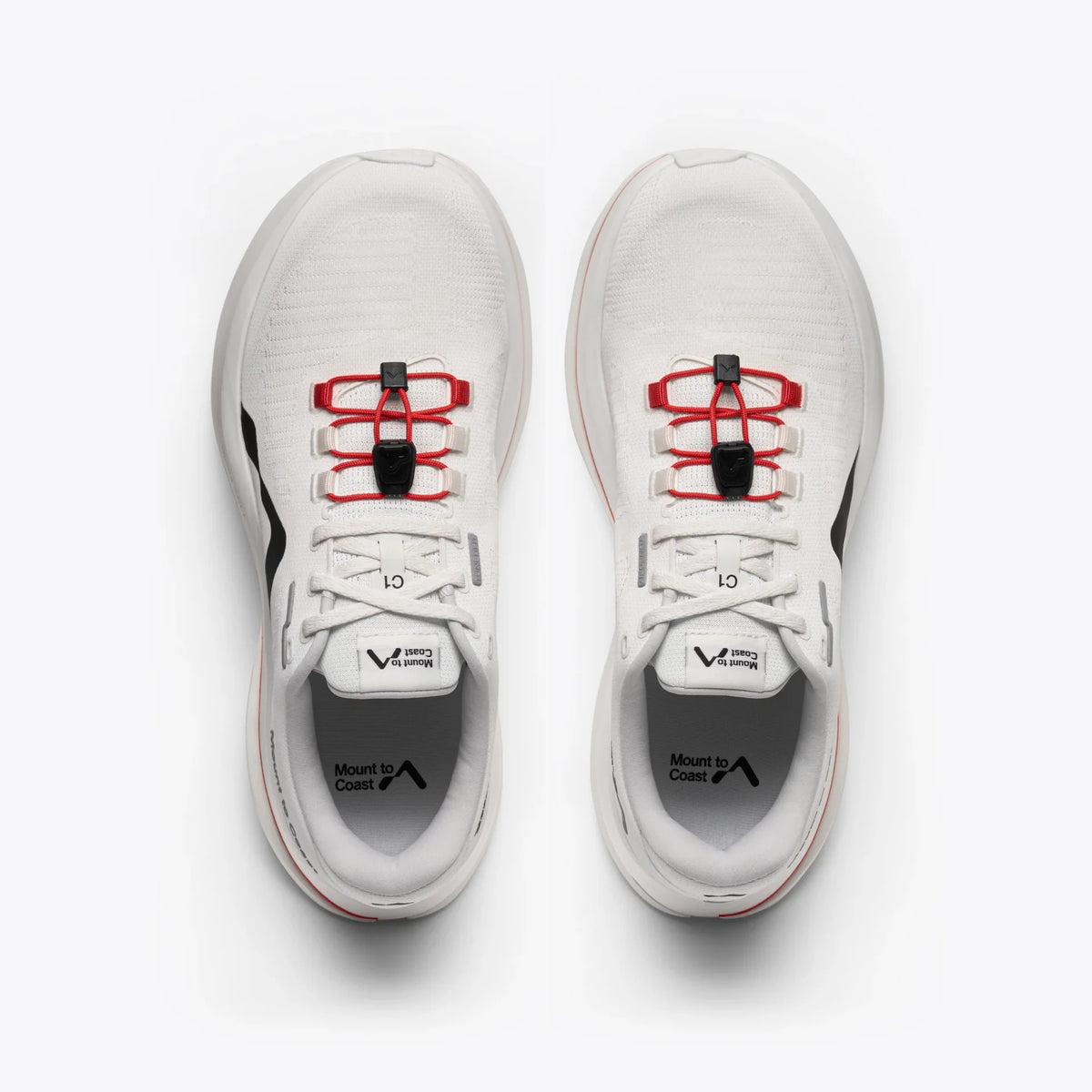 Men's Mount to Coast C1. White upper. White midsole. Top view.