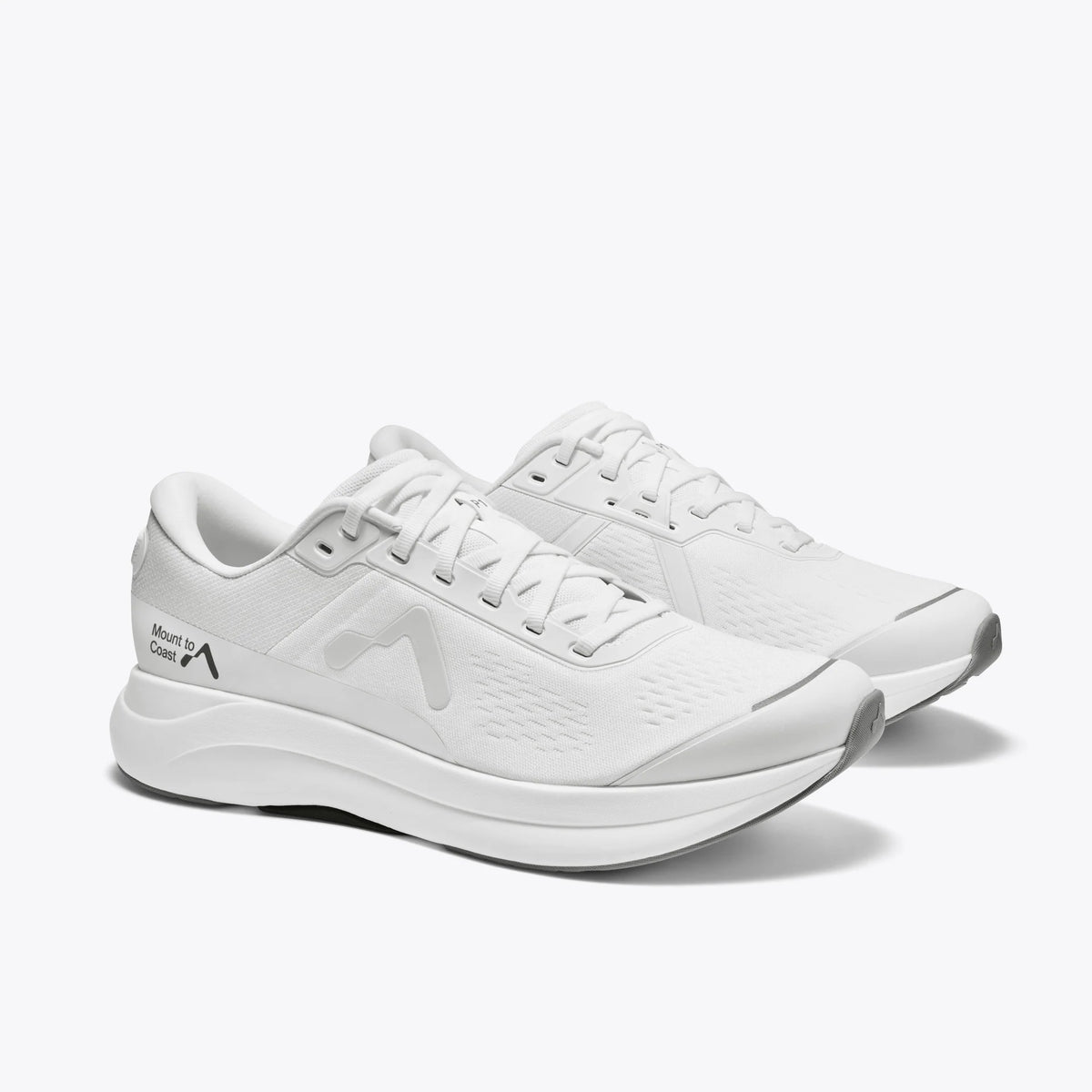 Men's Mount to Coast P1. White upper. White midsole. Lateral view.