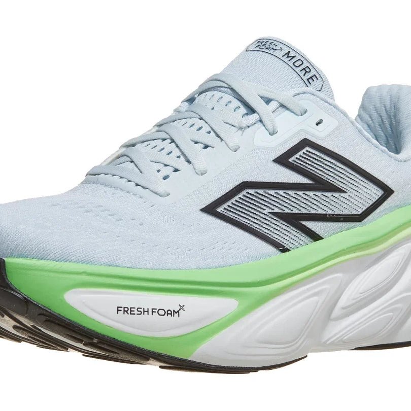 Men's New Balance Fresh Foam X More v5 in Ice Blue/Electric Jade — side profile