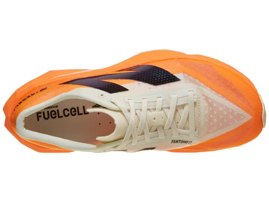 Men's New Balance FuelCell Rebel v4 in Hot Mango/Angora/Black — top view