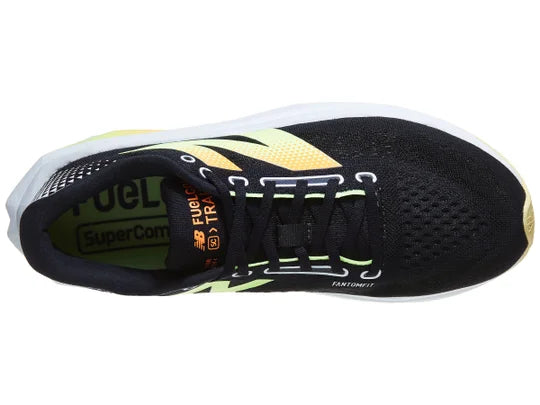Men's New Balance FuelCell SuperComp Trainer v3. Black/Phantom/Bleached Lime Glo. Top view.