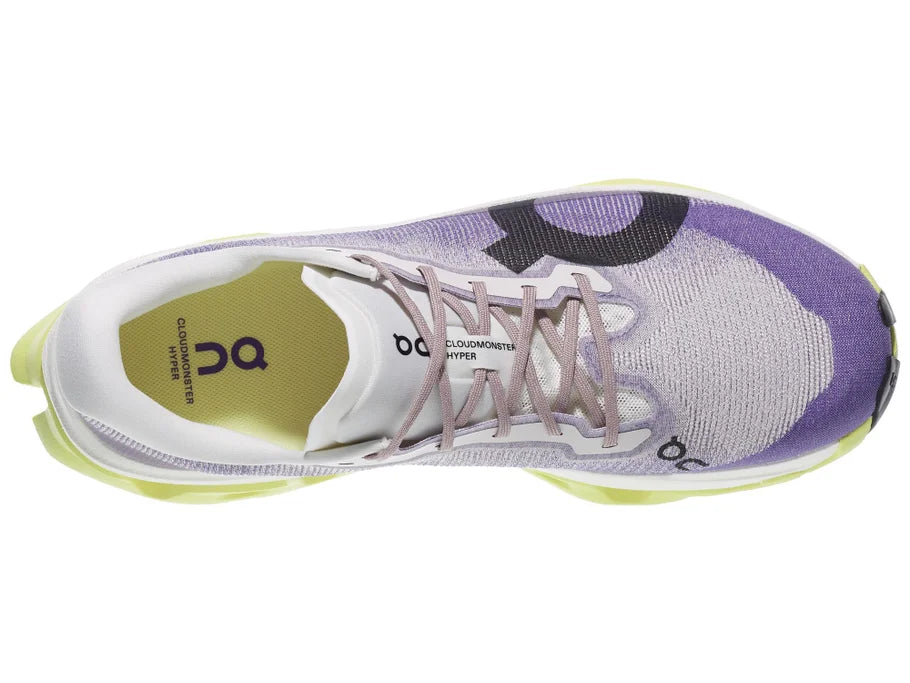 Men's On Running. Cloudmonster 3 Hyper. Light Blue upper. White midsole. Top view.