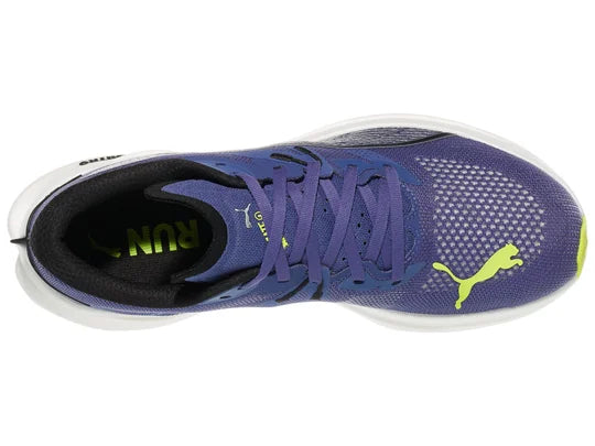 Men's Puma Deviate Nitro 3. Blue upper. White midsole. Top view.