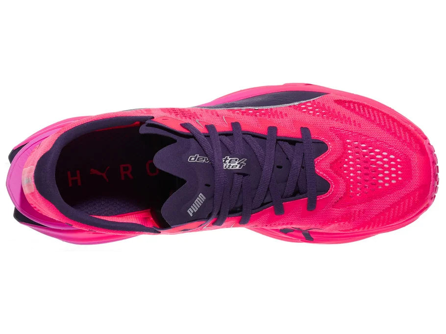 Men's Puma Deviate Nitro Elite 4 Hyrox. Pink upper. Pink midsole. Top view.