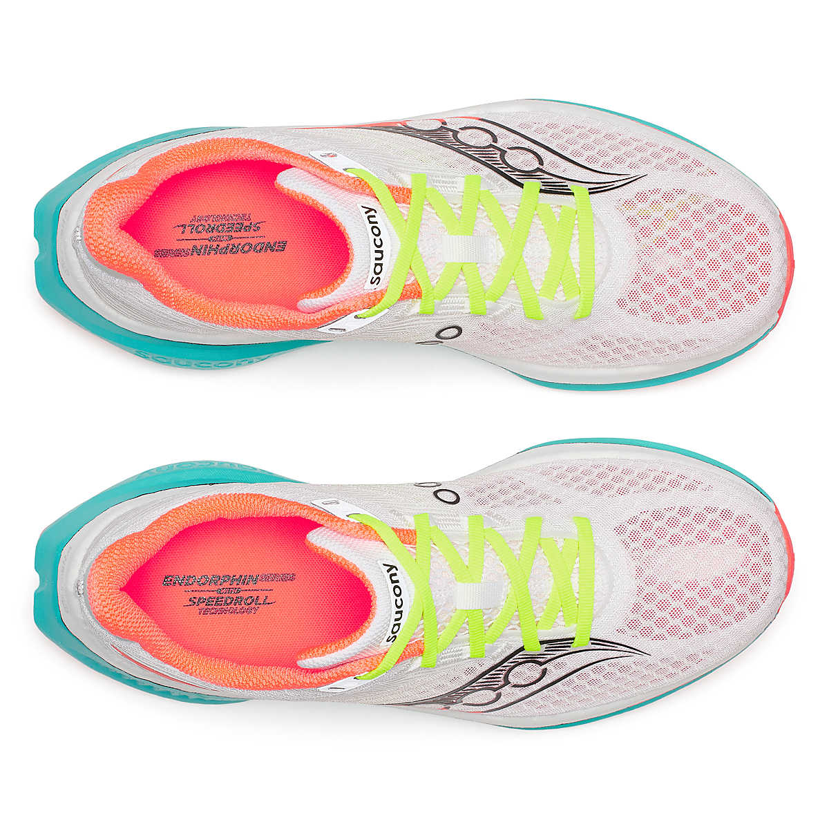 Men's Saucony Endorphin Speed 5. White/Mutant. Top view.