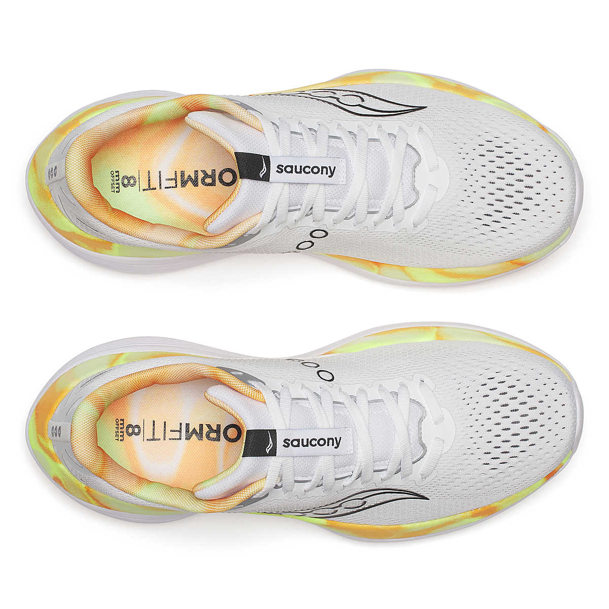 Men's Saucony Endorphin Trainer. White/Black. Top view.