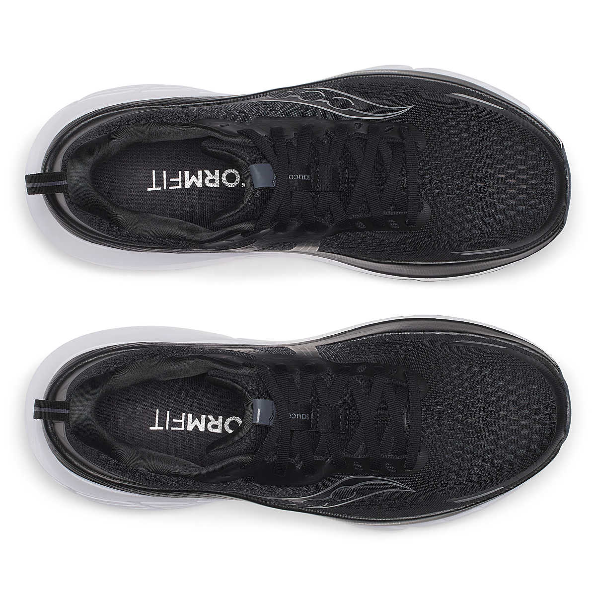 Men's Saucony Guide 18. Black upper. White midsole. Top view.