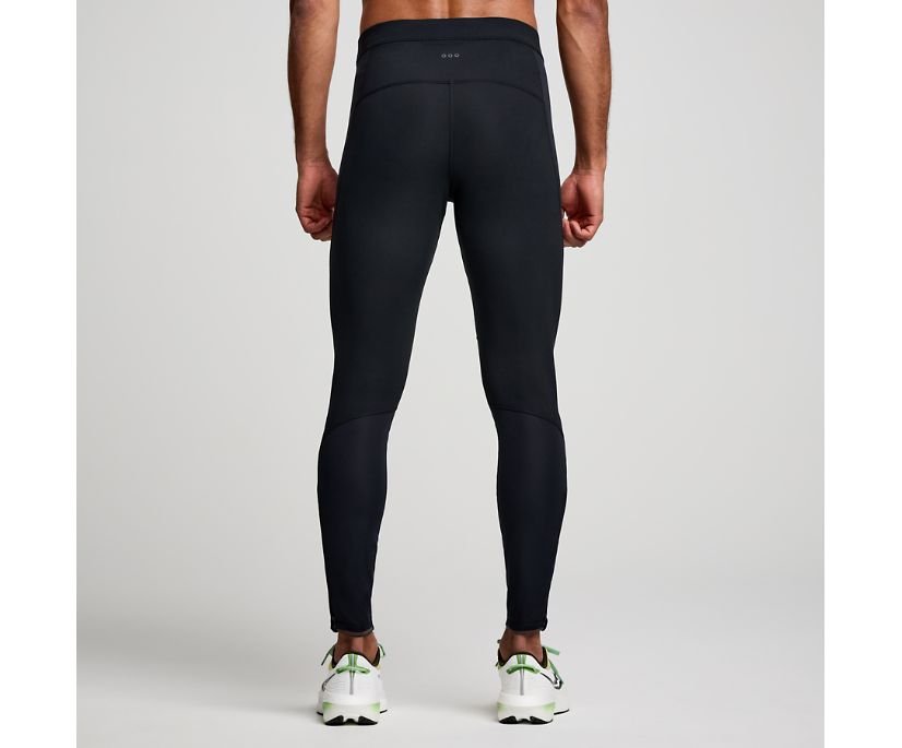 Men's Saucony RunShield Tights. Black. Rear view.