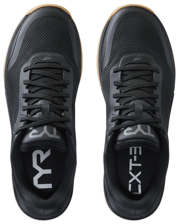 Men's TYR CXT-3. Black upper. Black midsole. Top view.