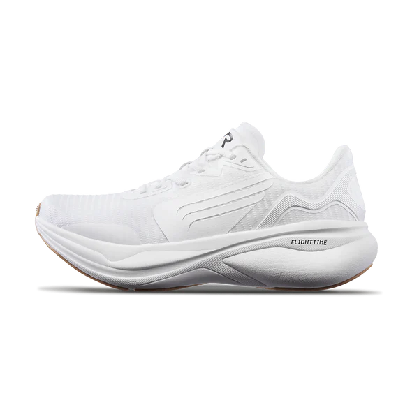 Men's TYR Maverick v1. White upper. White midsole. Lateral view.