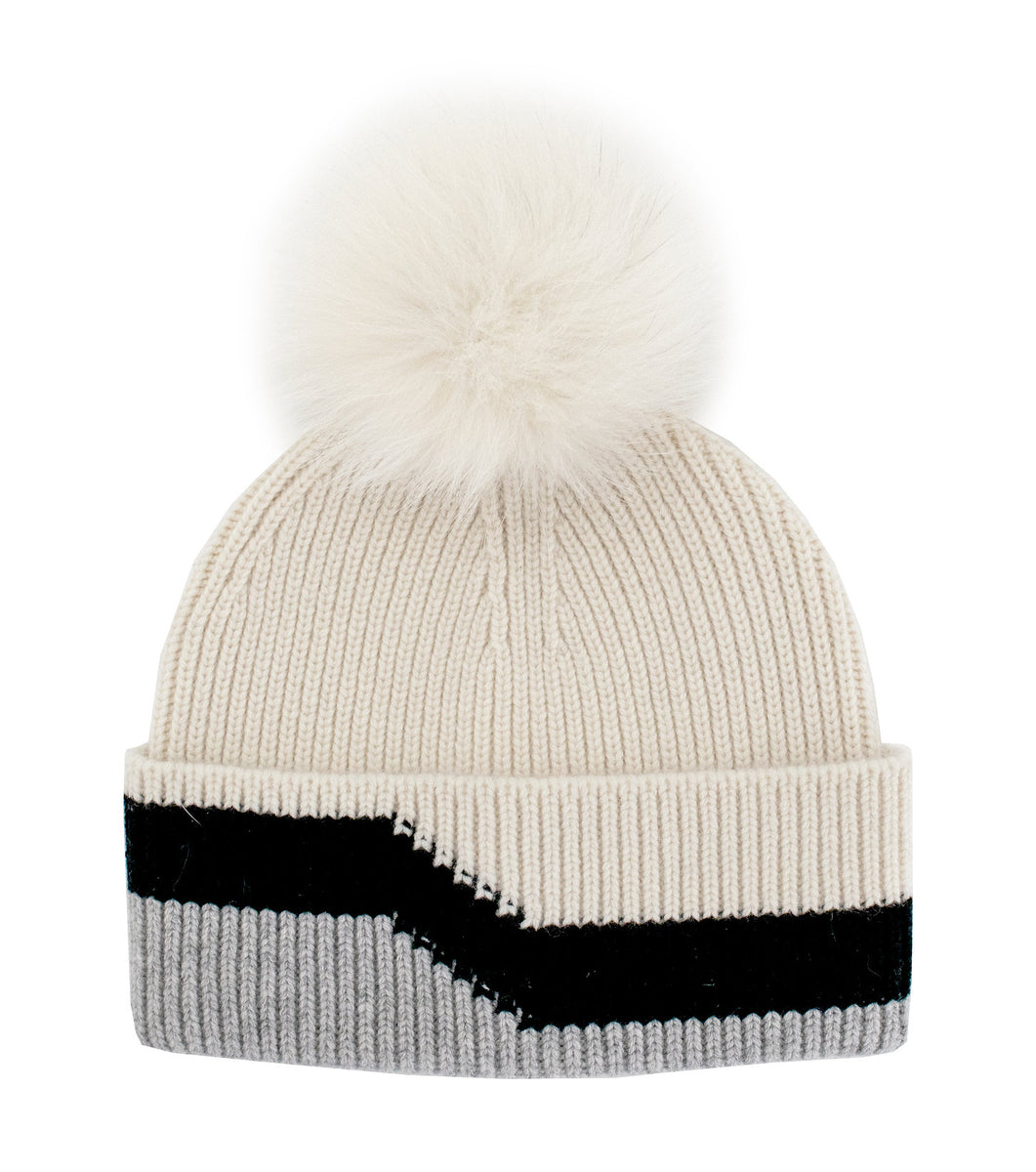 Mitchie’s Cashmere Blend 3-Tone Light Blue Navy
Beanie Hat Fox Pom Pom BRAND NEW Mitchie main image 3