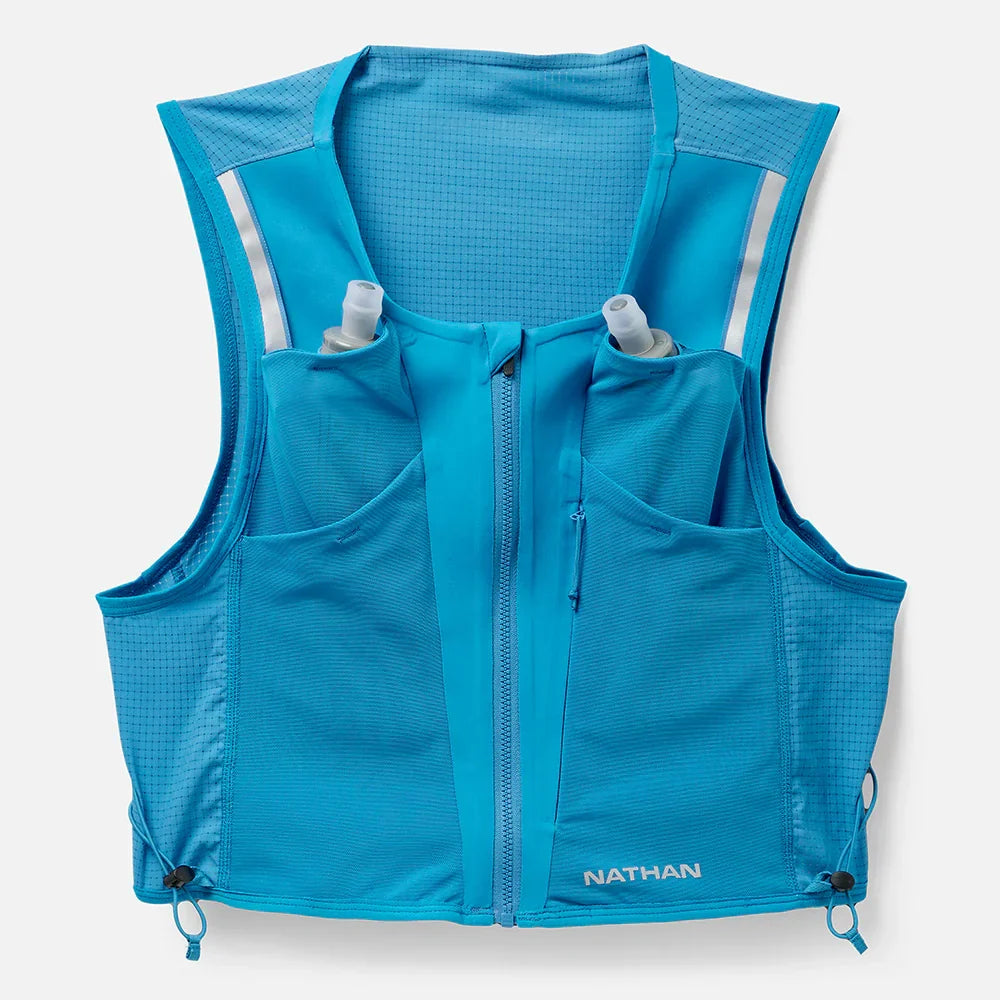 Nathan AeroZip 1 Liter Hydration Race Vest, Electric Blue/Reflective Silver.