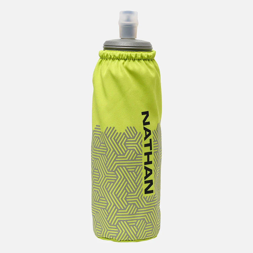 Nathan HyperNight Pinnacle Soft Flask 14 oz, Hi Viz Yellow/Hex Print.