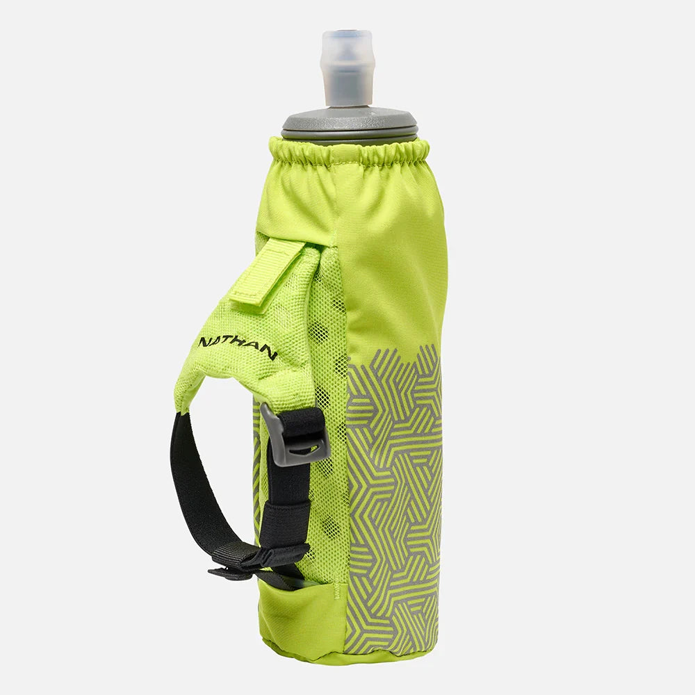 Nathan HyperNight Pinnacle Soft Flask 14 oz, Hi Viz Yellow/Hex Print.