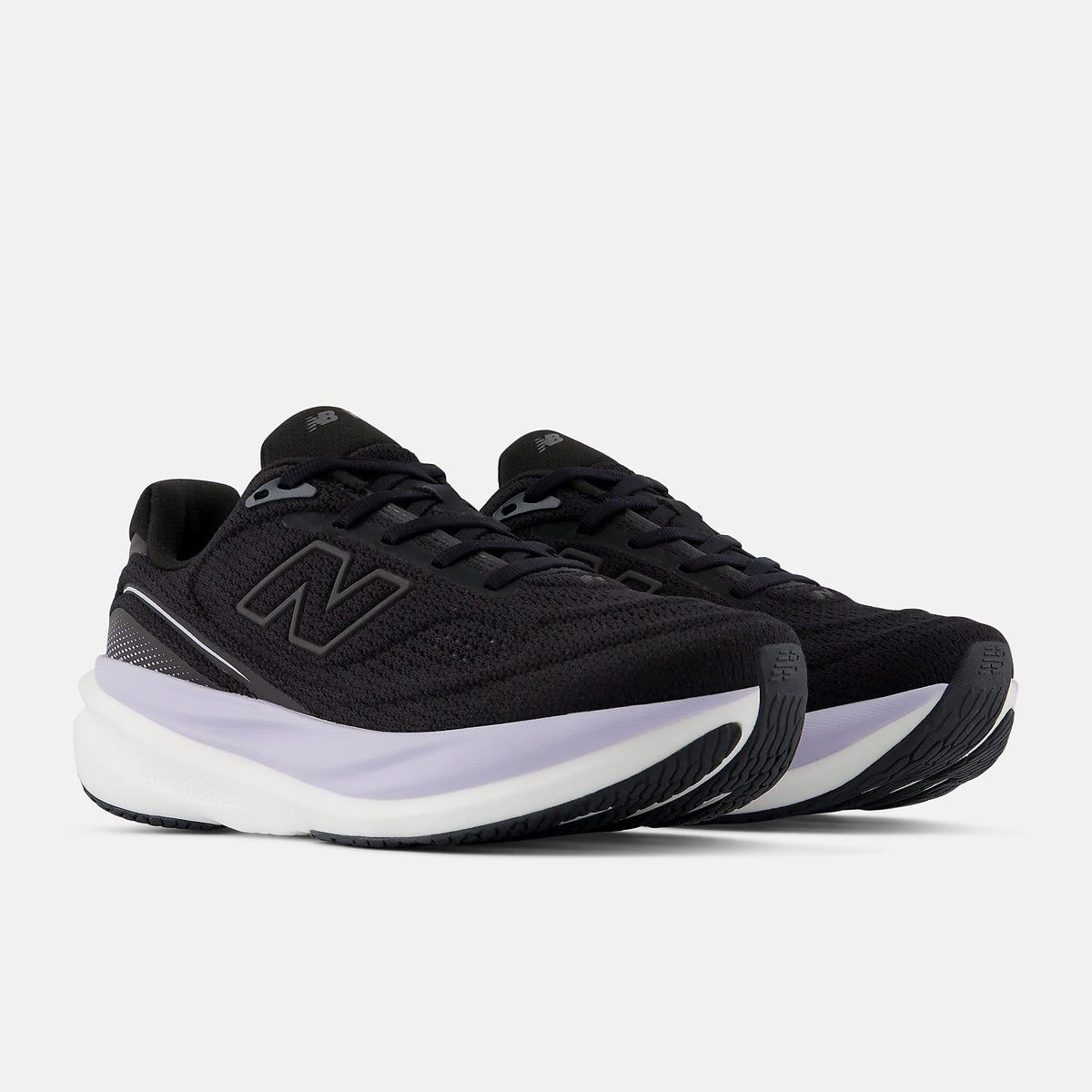 New Balance 1080 v15 women's running shoe in Black/Smoked Violet — angled view