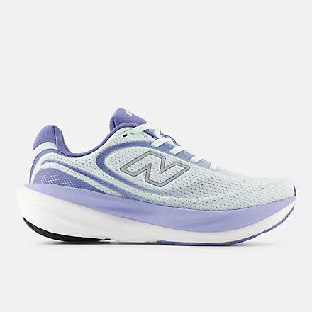 New Balance 1080 v15 women's running shoe in Glint Blue/Silver Metallic/Fairweather Blue — lateral view