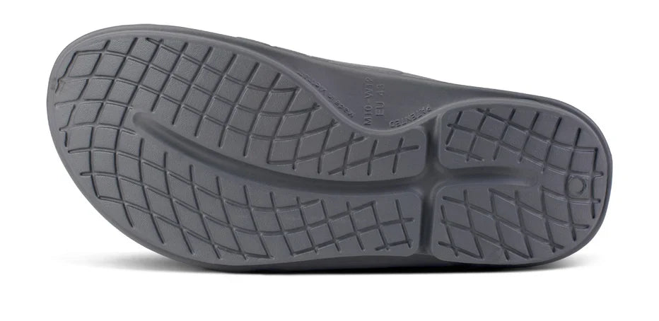 Unisex Oofos OOahh Sport Flex Slide Slate bottom view