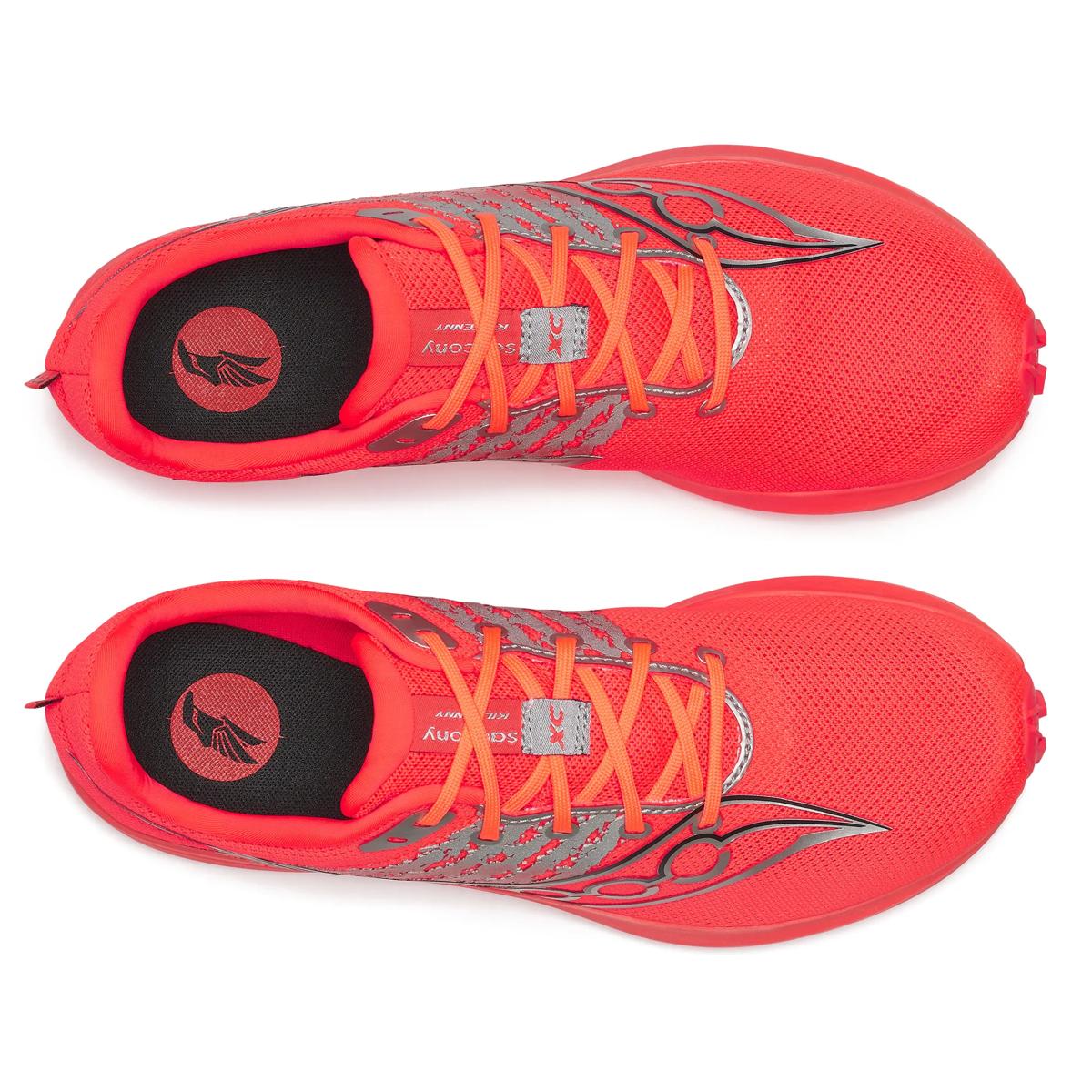 Saucony Kilkenny XC 10 in ViziRed/Silver – top view.