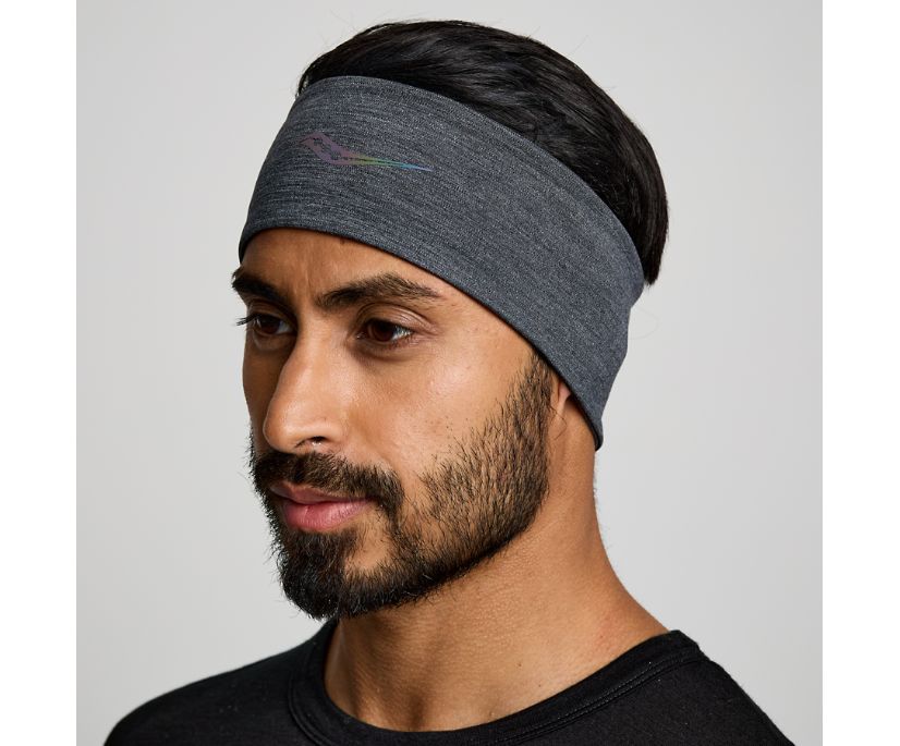 Unisex Saucony Solstice Headband. Black Heather.