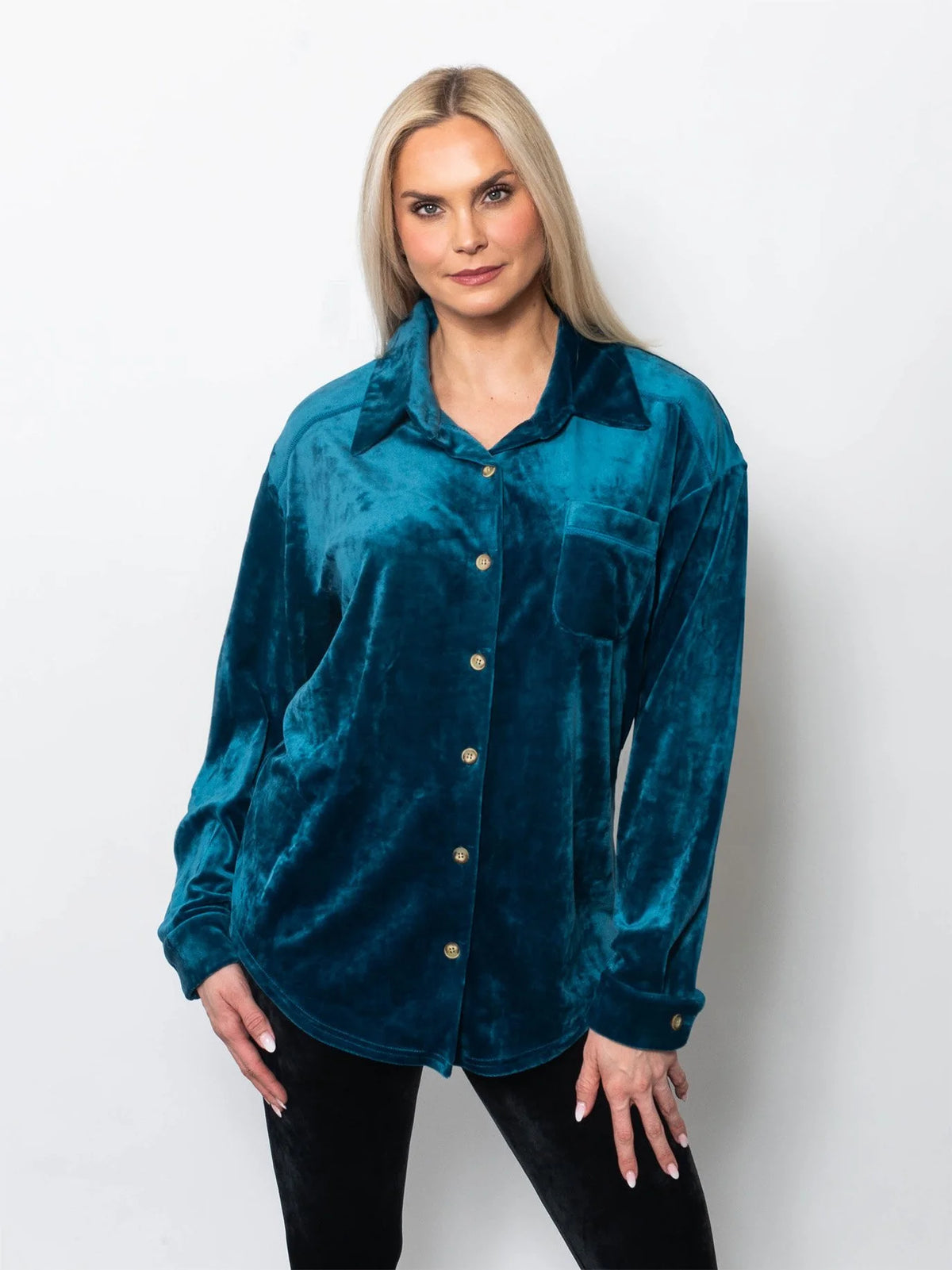 SnoSkins Plush Microfleece Button Shirt Women's Teal