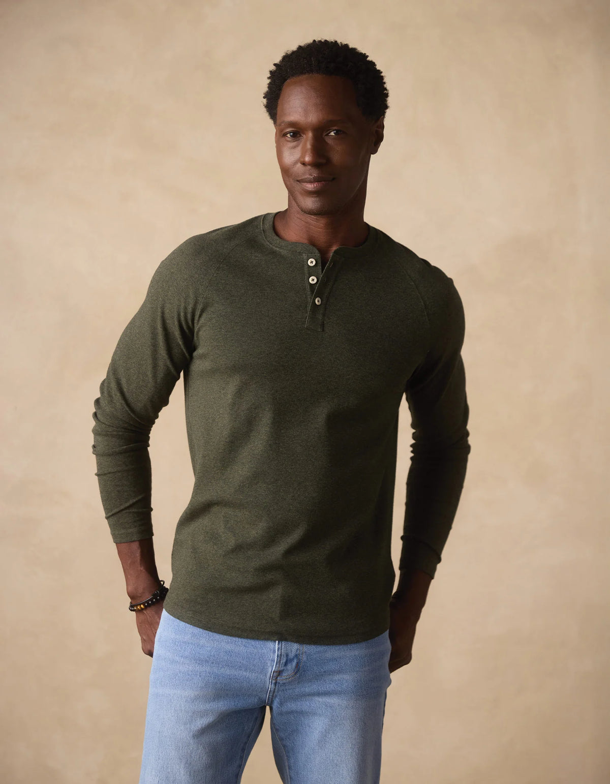 The Normal Brand Puremeso Everyday Henley Men's Olive