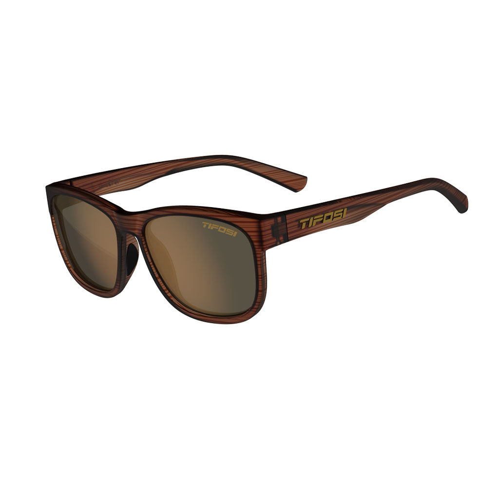 Tifosi Swank XL Sunglasses. Brown Frames. Brown Lenses. Lateral view.