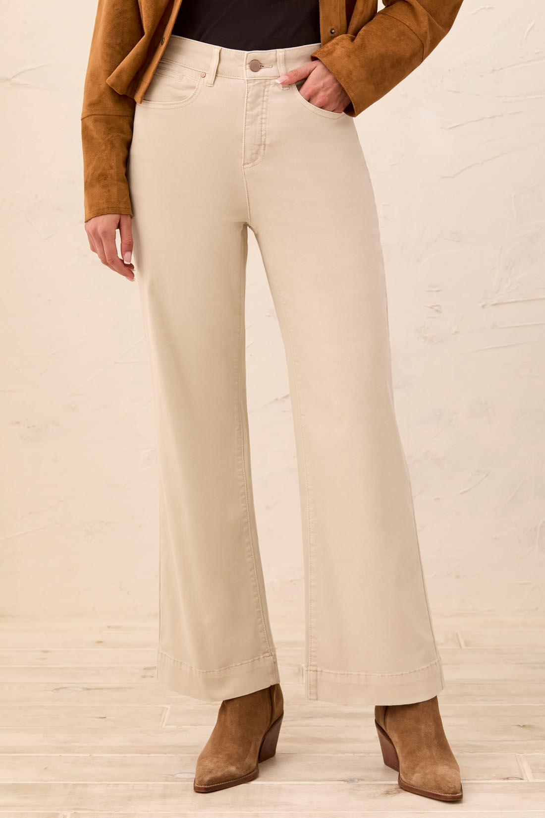 Tribal Comfort Stretch Fly Front Wide Leg Pants Women's Canvas
