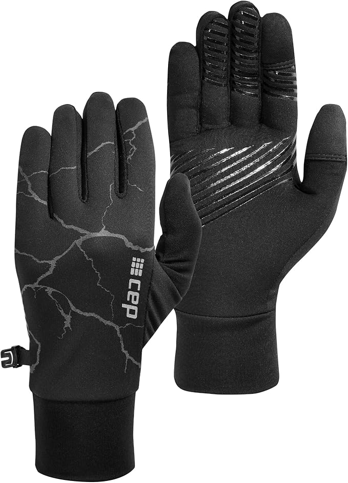 CEP Reflective Gloves. Black. Front and back view.