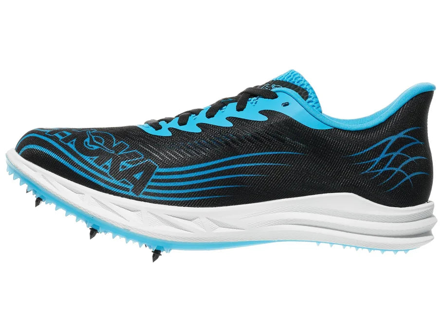 HOKA Crescendo MD 2 unisex track spike in Black/Skyward Blue, alternate lateral view