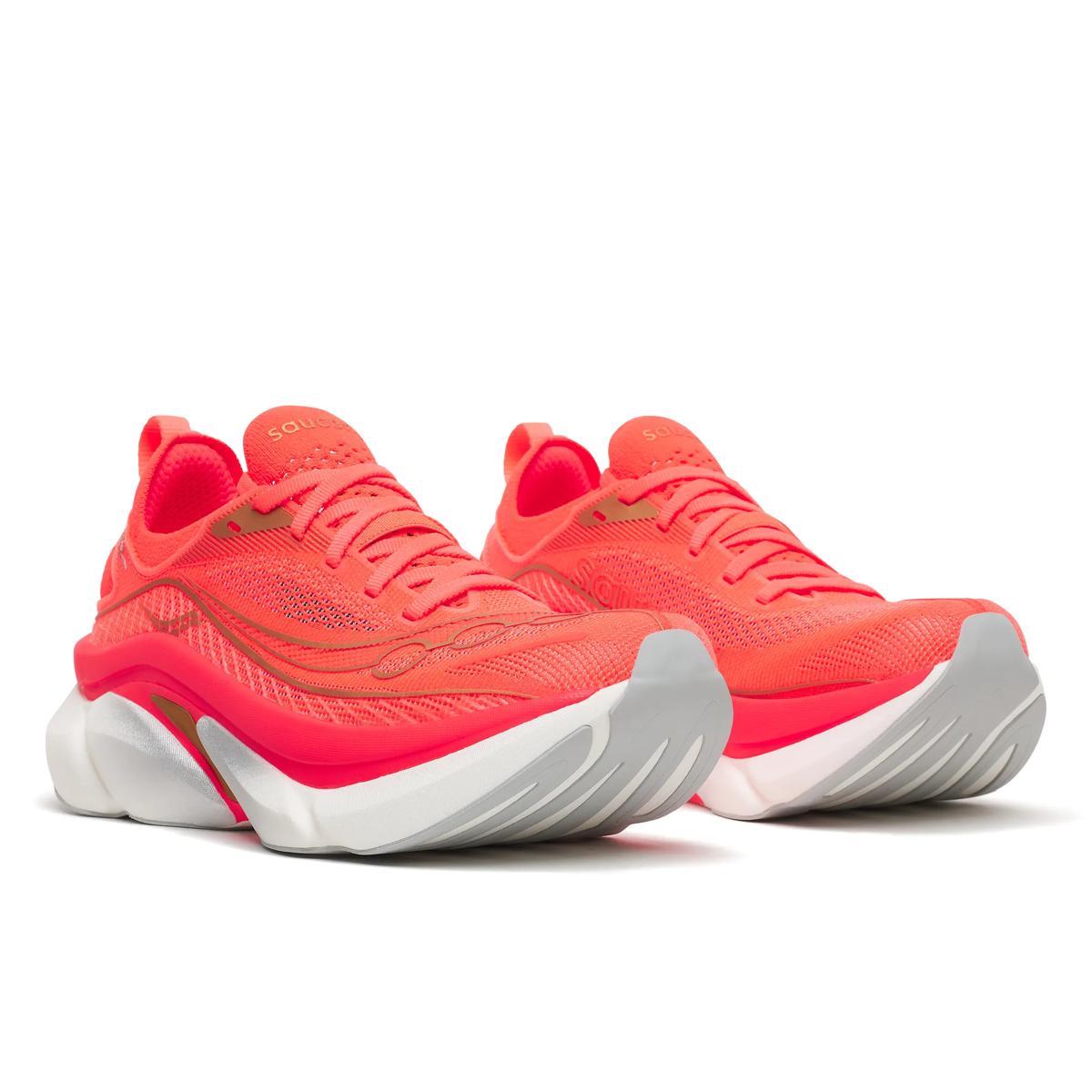Saucony Endorphin Elite 3. Red upper. White midsole. Lateral view.