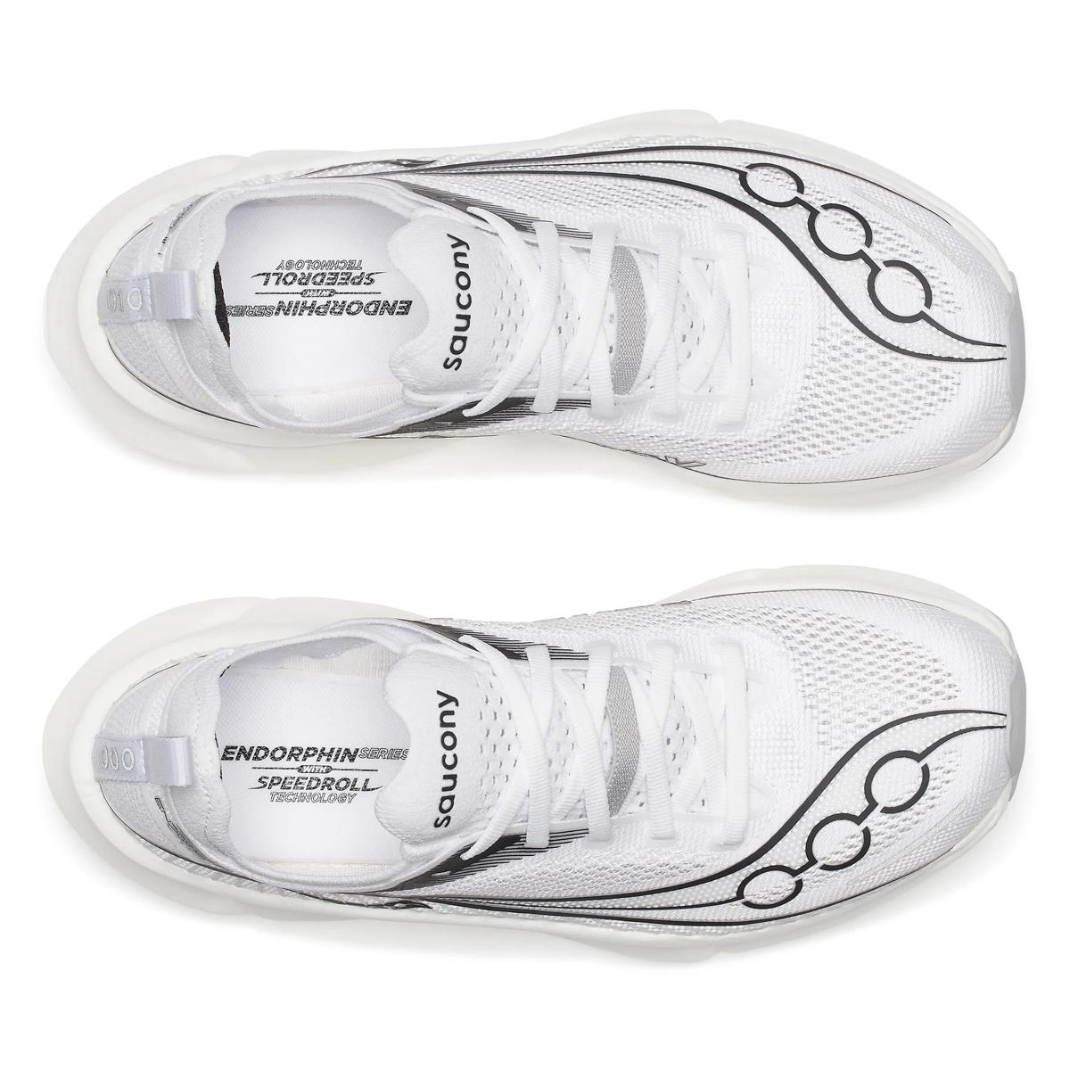 Saucony Endorphin Elite 3. White upper. White midsole. Top view.