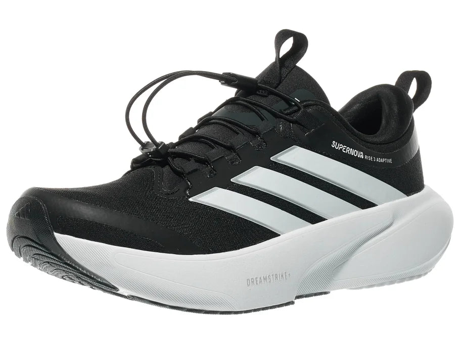 Women's Adidas Supernova Adaptive. Black upper. White midsole. Lateral view.