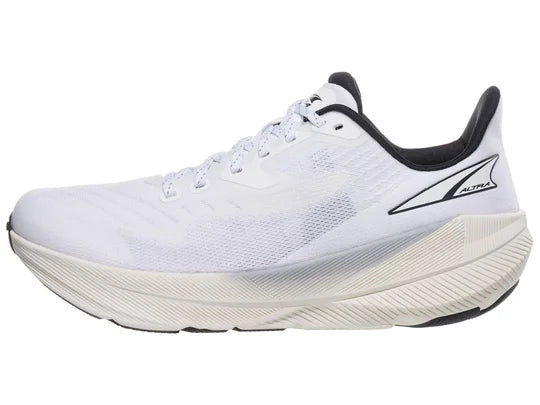 Women's Altra Experience Flow. White upper. Gray midsole. Lateral view.