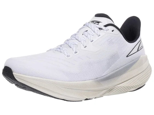 Women's Altra Experience Flow. White upper. Gray midsole. Lateral view.