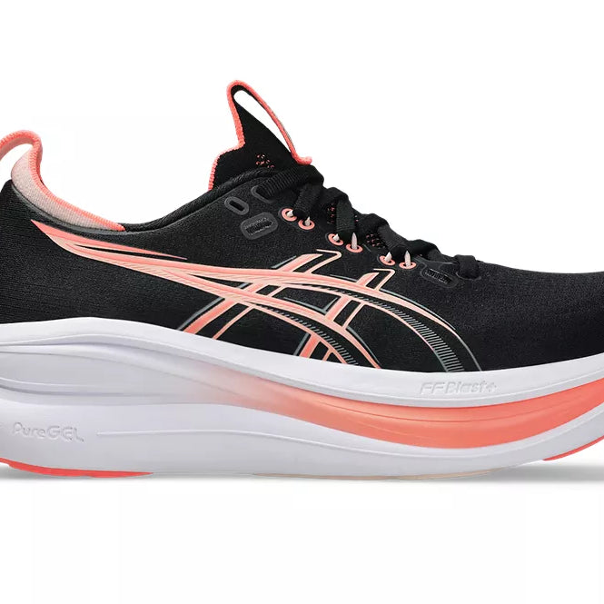 Women's Asics Gel-Nimbus 28 Black/Pearl Pink lateral view