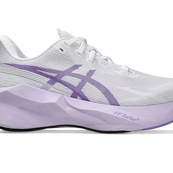 Women's Asics Novablast 6 White/Murasaki lateral view
