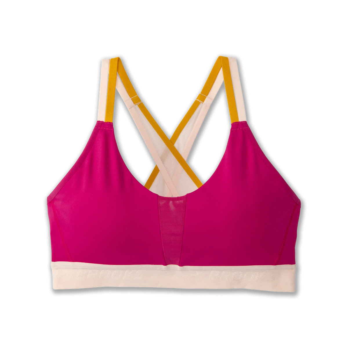 Women's Brooks Drive Plunge Run Bra 2.0 in Mauve/Sand/Sundial, front view