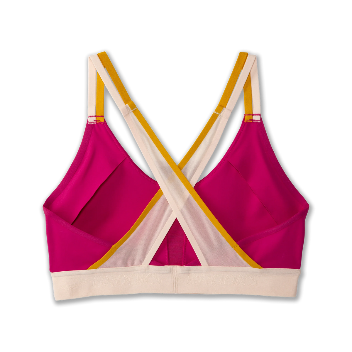 Women's Brooks Drive Plunge Run Bra 2.0 in Mauve/Sand/Sundial, back view