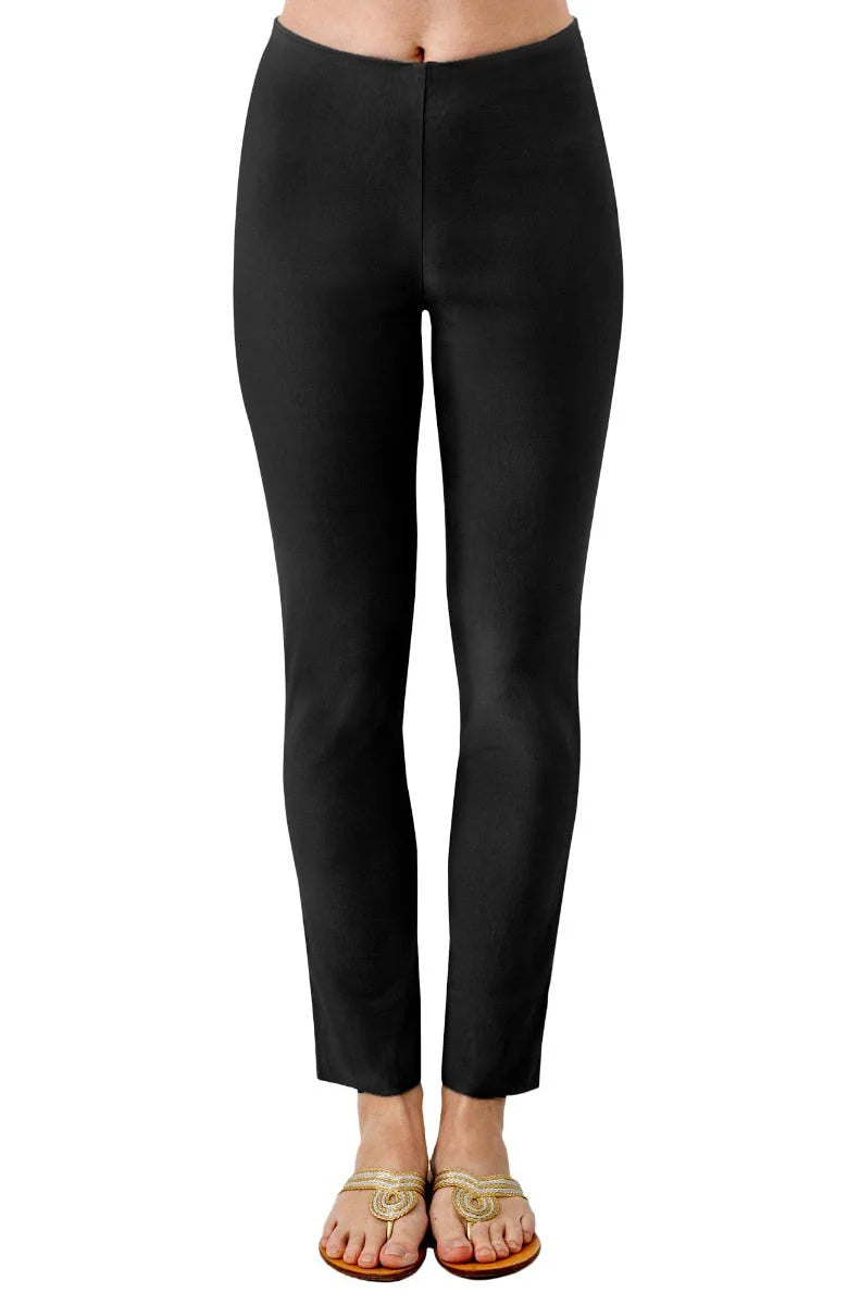 Women's Gretchen Scott Pull On Pant Silky Velvet. Black colorway. Front view.