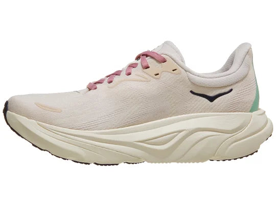 Women's HOKA Arahi 8 in Rose Cream/Alabaster, medial view.